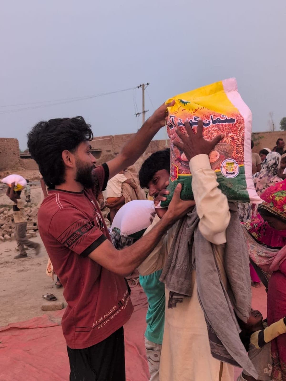 Handing over a pack